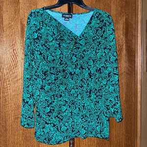 Liz Claiborne Career Long Sleeve Shirt Black and Green Size XL